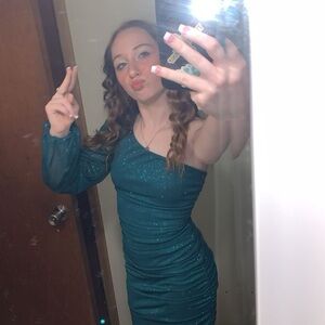 Windsor Teal One-Shoulder Dress